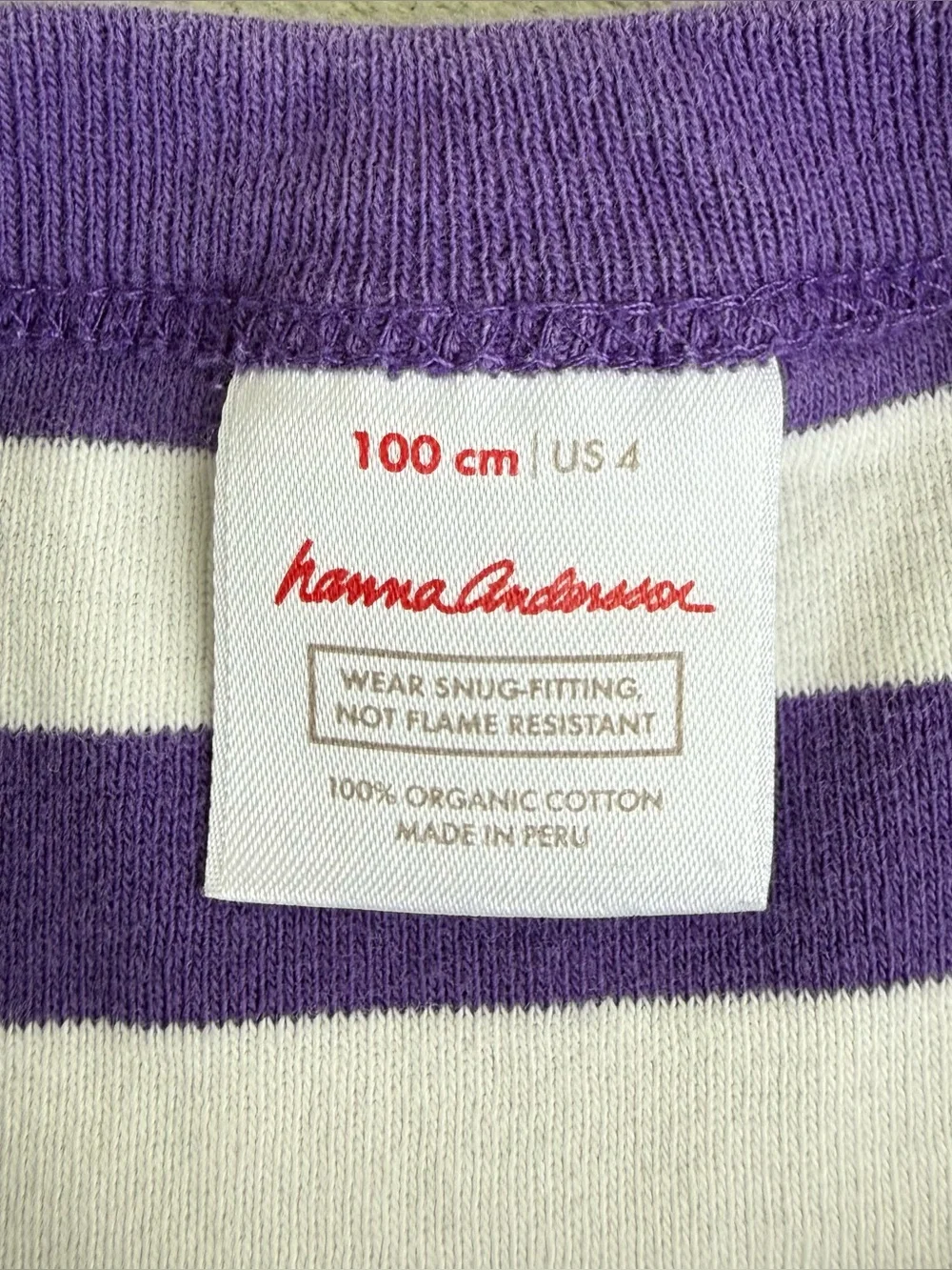 Hanna Andersson PJs Kids 4 100% Organic Cotton Purple White Striped Short Johns